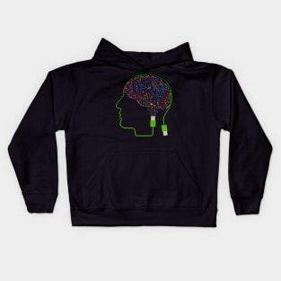 Electronic Circuit, AI Human Brain Kids Hoodie